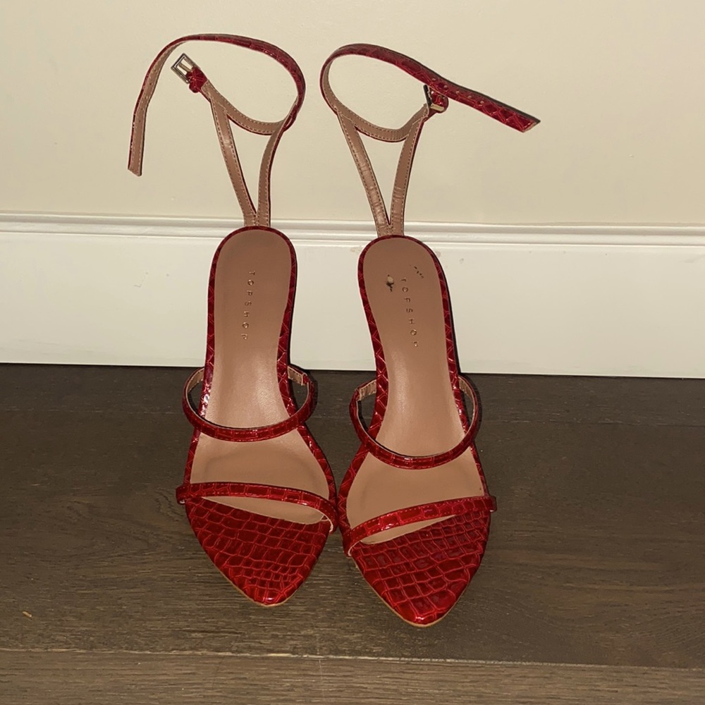 Gorgeous TOPSHOP red strap heels